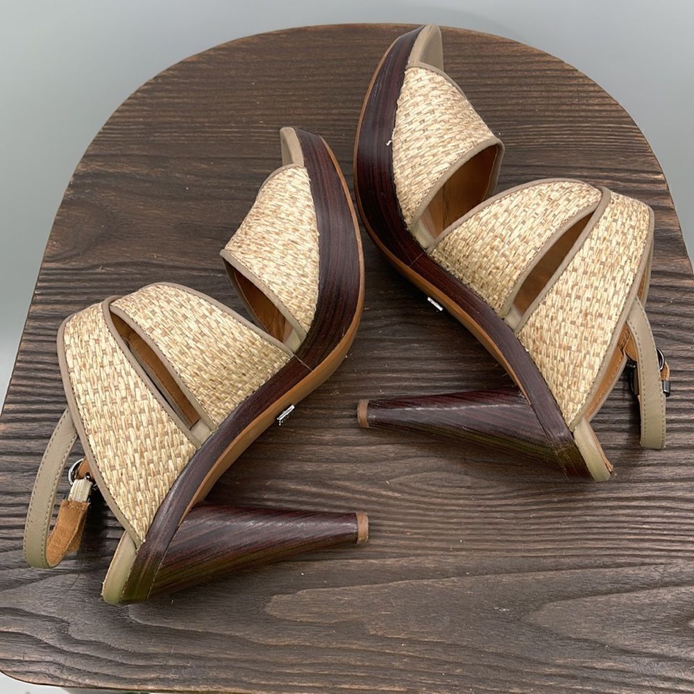 3For$20 Adolfo Dominguez leather wedge sandals size 37 EURO is 6.5 US - Picture 4 of 6